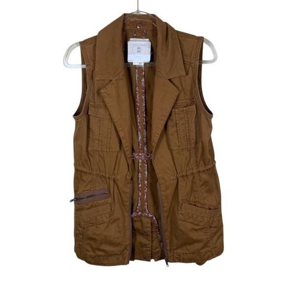Anthropologie womens Sz S hei hei brown utility cargo vest with pockets - Picture 1 of 8